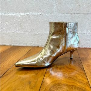 Zara, gold lamé ankle boots with kitten heel. Only work once. Perfect condition